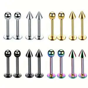 Stainless Steel Lip Stud Ball Pointed Cone Dimple Nail Piercing Jewelry Combination