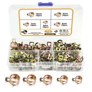 50pcs Hose Clamps 5/6/7/8/9mm Corrosion Resistant Durable for Pneumatic Hoses Water Fuel Vacuum Tubing Flexible Hose