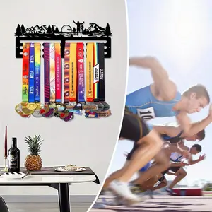 1 piece - Metal display rack, suitable for storing running and sports medals, ideal for hanging medals and awards, perfect for decorating living rooms, kitchens, or offices, and great as a gift or metal art display.