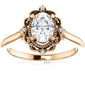 1 Ct Oval Diamond Engagement Ring 14k Rose Gold Lab Grown