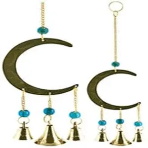 Moon Brass Chime with Beads 9 Long