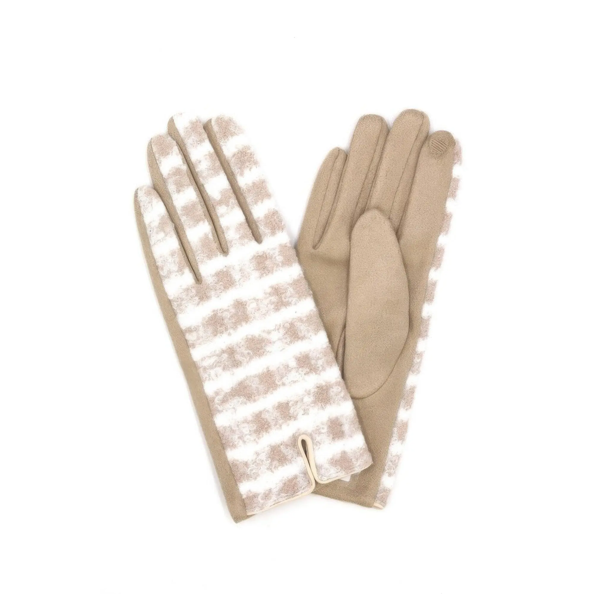 Fuzzy Check Plaid Smart Touch Gloves