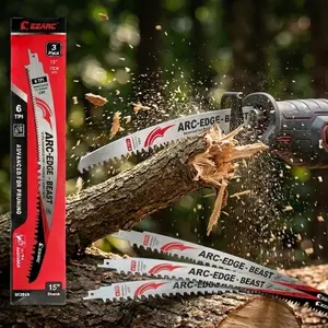 UPDATED ProCut 15" 6TPI U-Groove Curved Pruning Blades 3pcs with Japanese Teeth + EZARC Arc Edge Original 15" Reciprocating Saw Blad