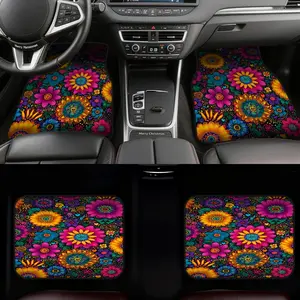 4pcs Vehicle Floor Mats featuring Blooming Color Explosion Pattern for Hatchbacks or Sedans, including Cleaning-Friendly benefits and Thoughtful Present opportunities, while also suitable for Family Car Use and Fun Car Accessory, Automotive Floor Mats