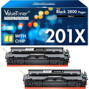 Compatible Toner Cartridge Replacement For HP 201X, 201A, CF400X, CF400A-High Yield, For Color Laserjet Pro MFP M252dw, M277c6, M277dw, M277n, M252n, M277 Printer (2 Pack, Black)