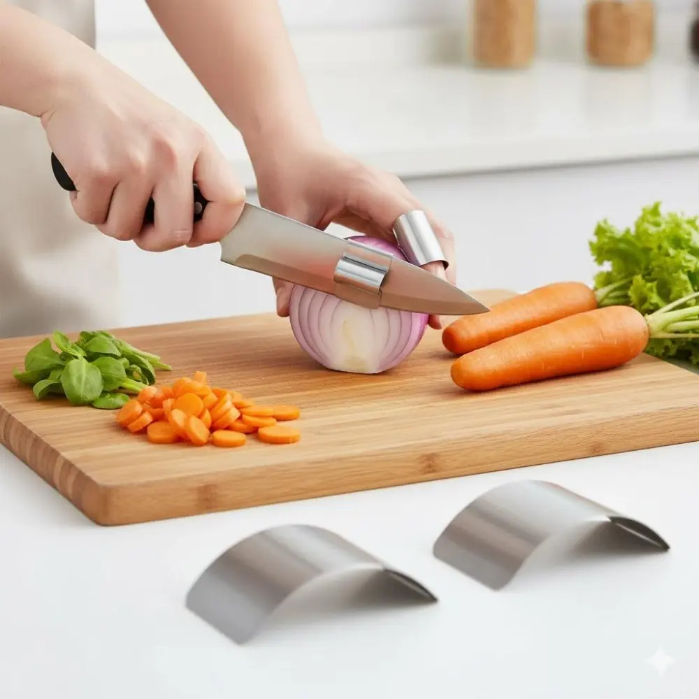 Adjustable Cut-Resistant Stainless Steel Kitchen Finger Guards - Slip, Mold & Bacteria Resistant, Ergonomic Design for Safety, Anti-Rust Easy Clean Hand Protection Tools