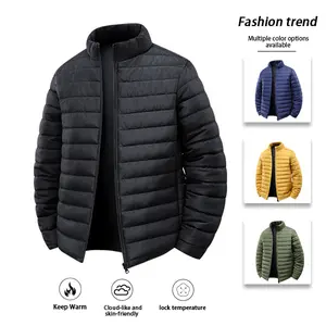 Men's Lightweight Foldable Outdoor Layer Long Sleeve Cotton Shirt Warm Thick Jacket Insulated Windproof Soft Comfortable for Running Travel & Everyday Breathable Bubble Fabric Solid Black Stretch heavyweight full-zip