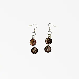 Dangling Coconut Shell Earring- Handcrafted Artisanal Design, Repurposed Materials, Unique One-of-a-Kind Pieces for Women