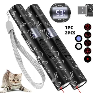 7-In-1 Digital Display Pet Laser Cat Toy Laser Pointer, USB Rechargeable, 5 Adjustable Modes, Dot Chasing Light, Indoor Dog Cat Kittens Interactive Toy