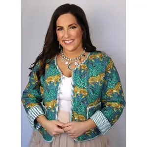 Leopard Quilted Jacket - Teal