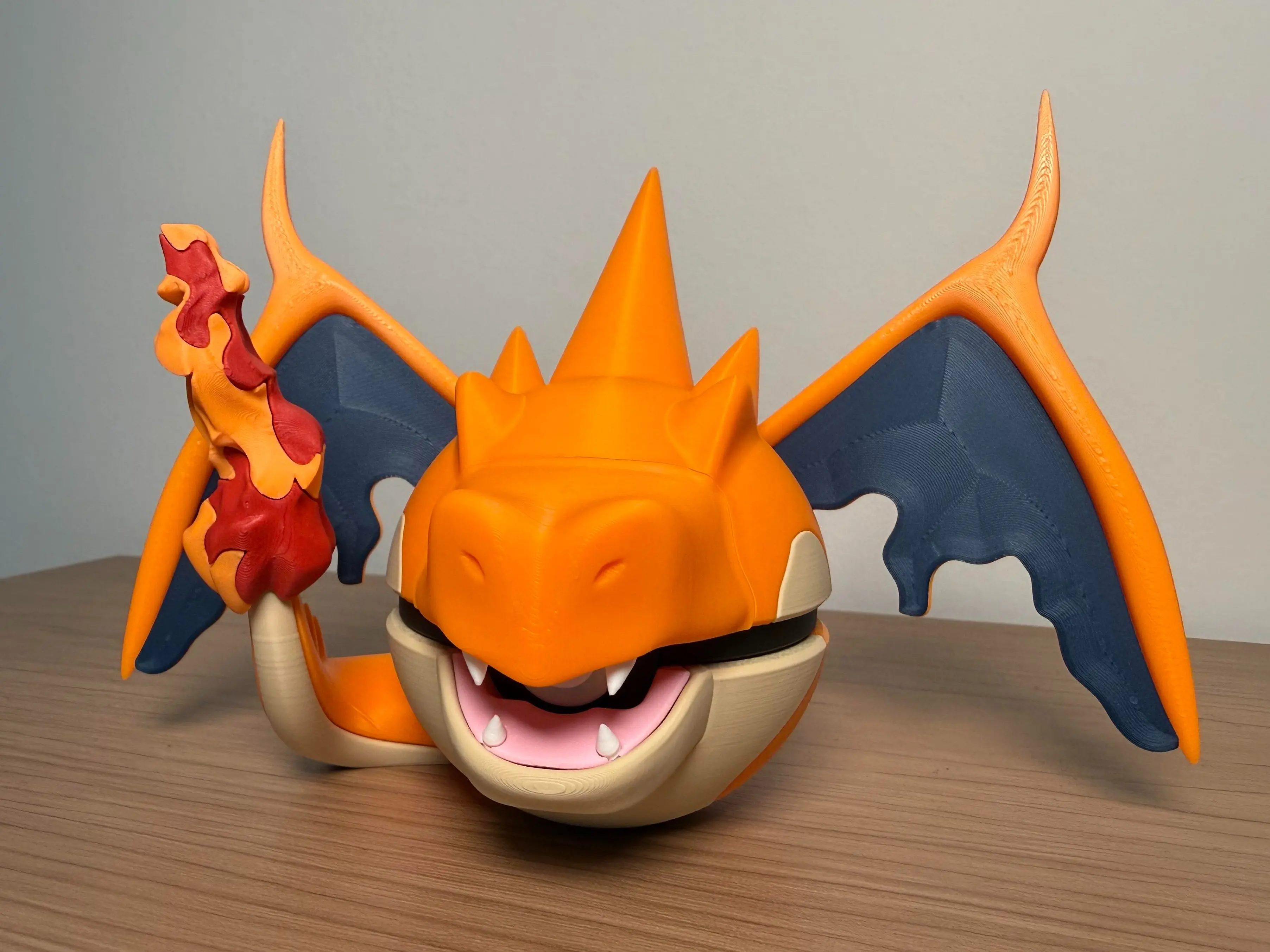 #0006 Mega Charizard Y Ball - Made to Order, High-Quality PLA, 3D Printed Pokeball Figure