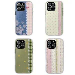 Coquette Aesthetic Phone Case, Cute Lace Gingham Floral iPhone Case, Vintage Patchwork Fabric Style Cover, Soft Girl Trendy Gift