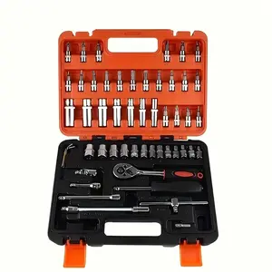 53-Piece Advanced Professional Wrench Tool Set for Auto Repair, Drive Depth and Standard Sockets, Racing Grade Quick Ratchet Wrench for Mechanics
