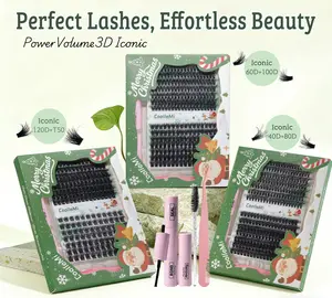 196-266PCS Iconic DIY Lash Clusters Kit PowerVolume 3D Eyelashes Extensions Handmade Makeup Look Long-Lasting Waterproof Bond Seal Remover Tweezers Brush Complete Set Makeup Cosmetic | mixed length Handmade Fake lashes easy home use