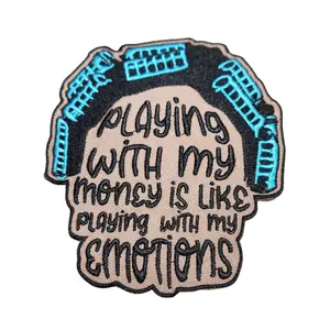 Funny Movie Quotes Patch, 1-pc "Playing with My Money, Is Like" Statement Patch, Size 4", Applique for Clothing Iron-On Embroidered Patch