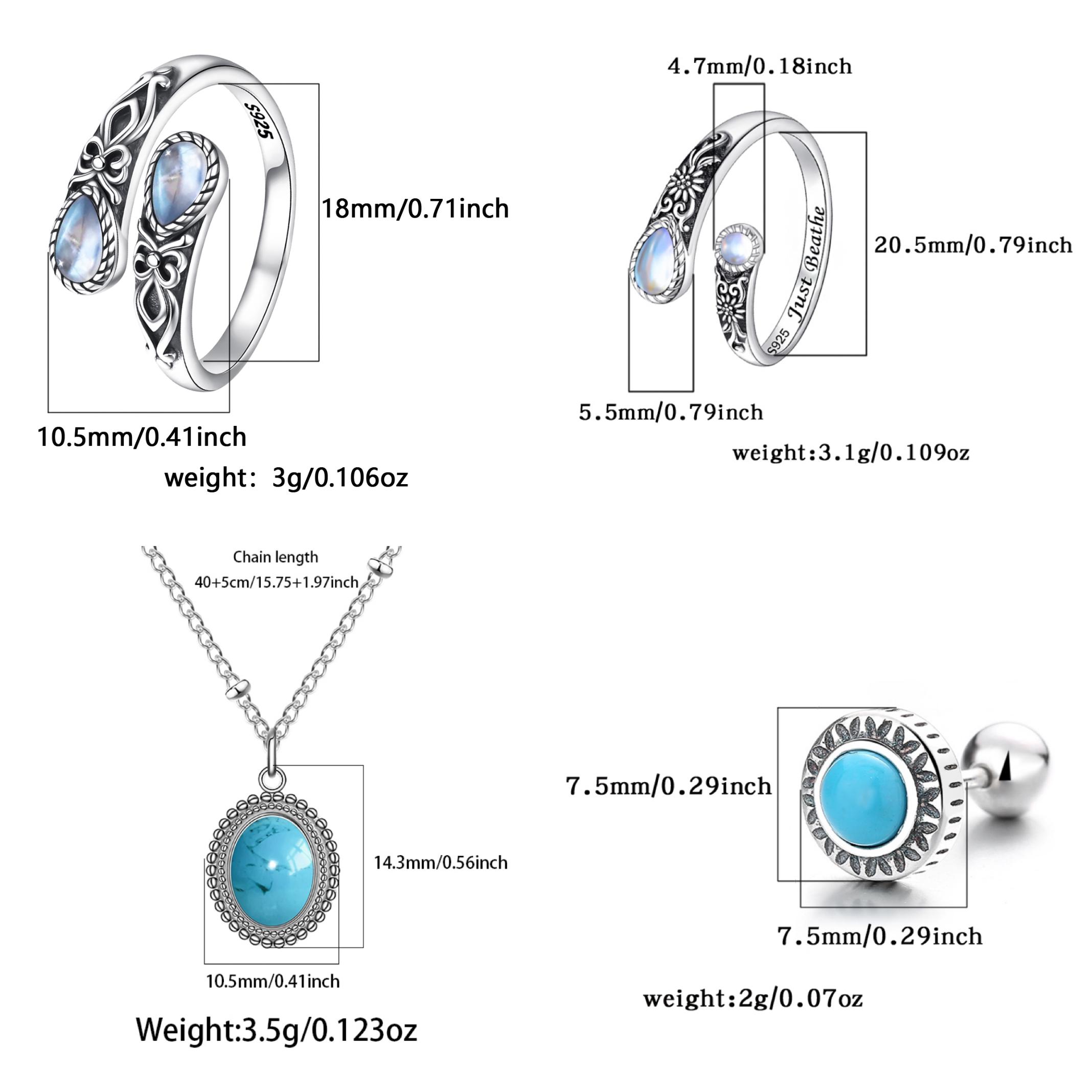 925 Sterling Silver,White Turquoise/Moonstone/Black agate Rings for Women,Adjustable Sunflower Ring Vintage Spoon Rings,Gift,Elegant Jewelry for Women 925 Sterling Silver,White Turquoise/Moonstone/Black agate Rings for Women,Adjustable Sunflower Ring Vintage Spoon Rings,Gift,Elegant Jewelry for Women