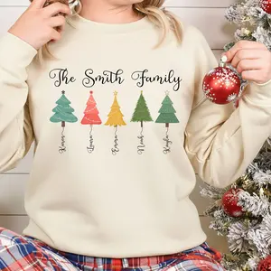 Personalized Christmas Name Shirt, Christmas Tree Sweatshirt, Exchange Gift, Christmas Sweatshirt, Christmas Shirt, Family Christmas Shirts