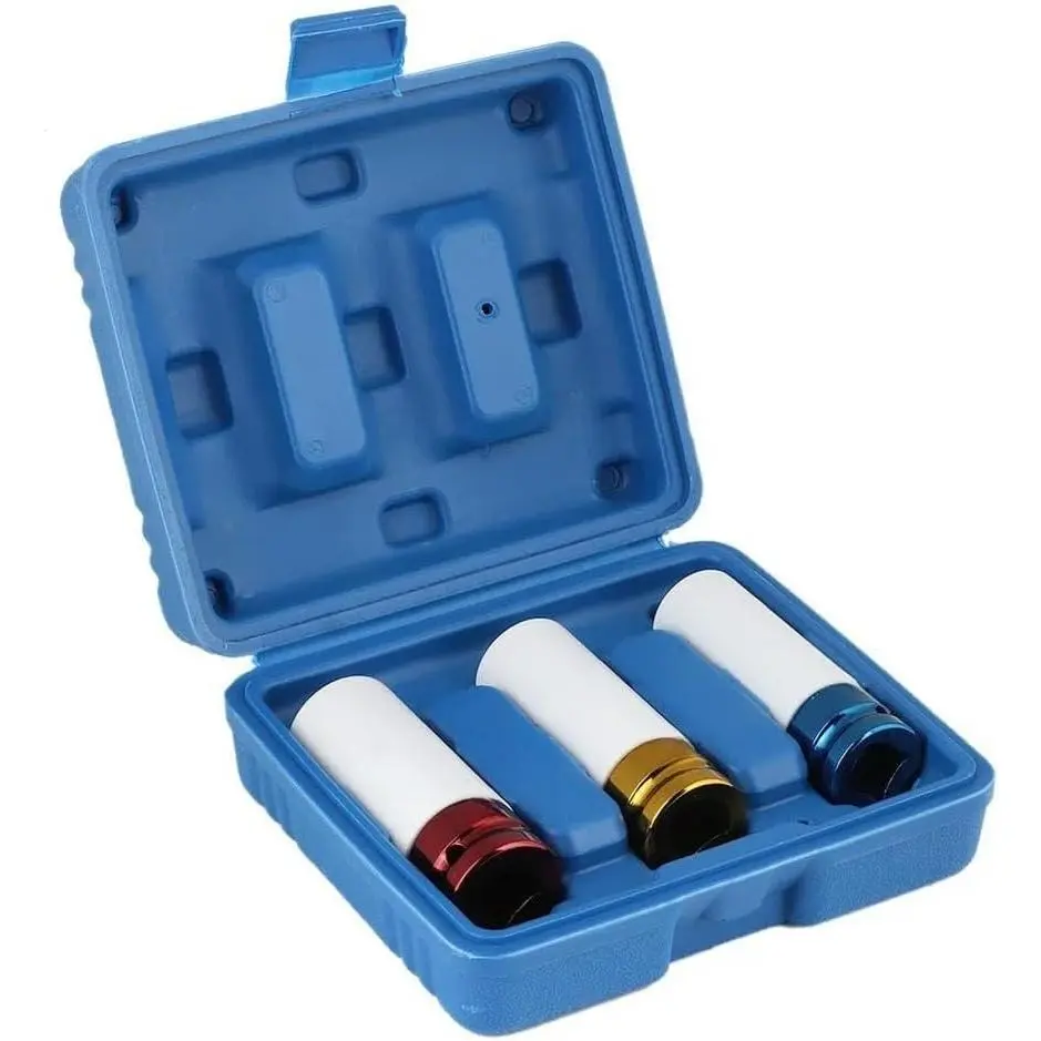 3-Piece Wheel Nut Socket Set, 1/2 in Drive Hand Tools Kit for Home Improvement, Tools and Home Improvement, 17mm/0.67 in, 19mm/0.75 in, 21mm/0.83 in Sizes