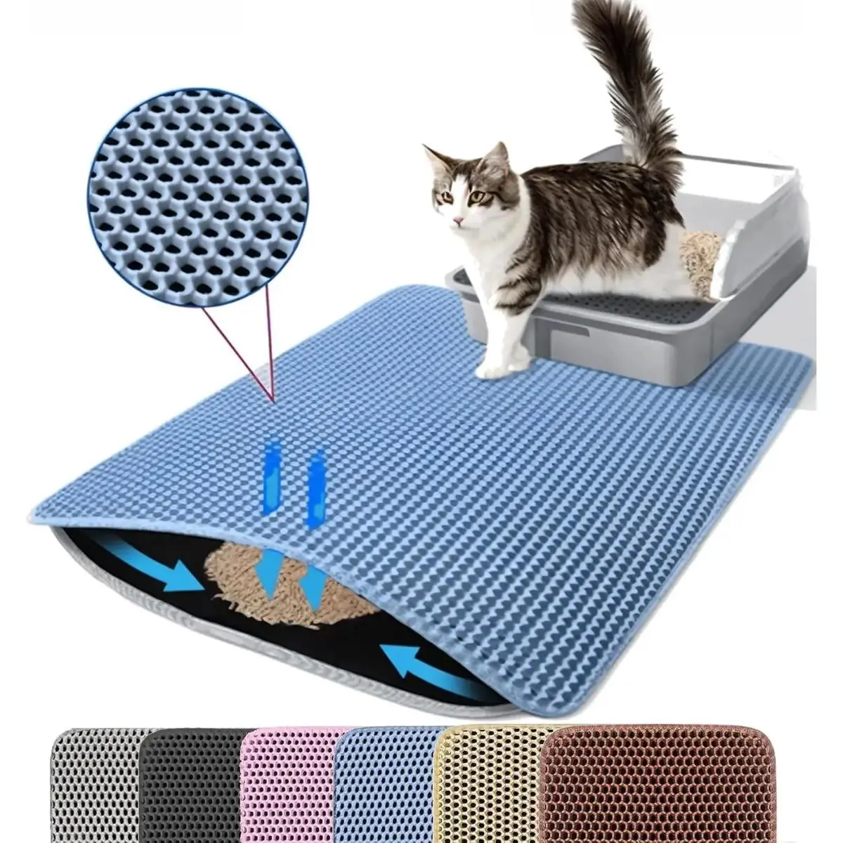 Extra Large Honeycomb Cat Litter Trapper Mat - Waterproof, Easy to Clean Floor Protector for Litter Trays, Floor Protection