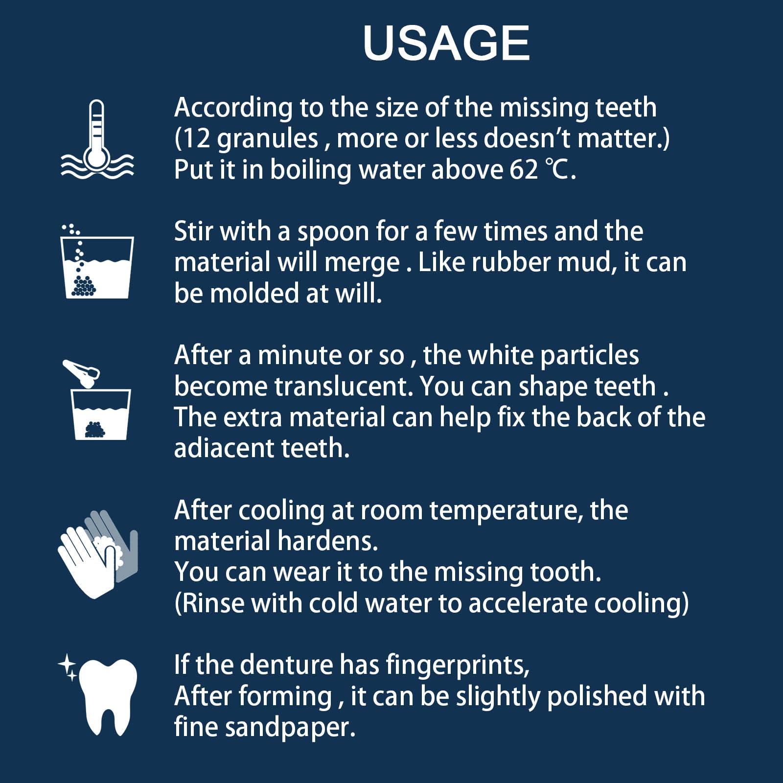 EELHOE Tooth Repair Kit - Denture Repair Beads for Fixing Filling Missing Broken Tooth Moldable Fake Teeth with Dental Tools DIY Heat Fit Beads 30ml