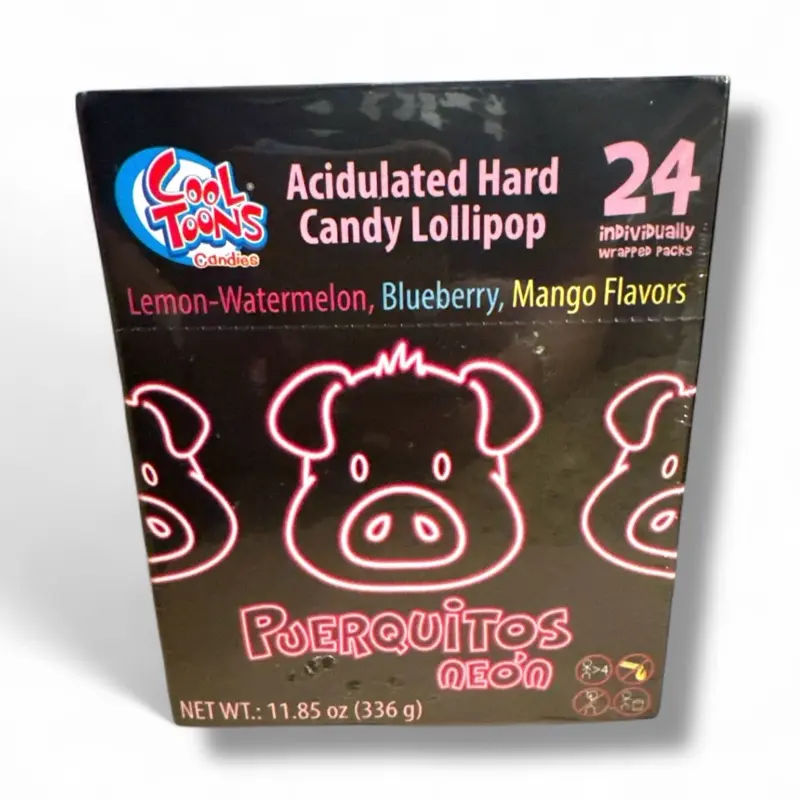 Puerquitos Neon Glow Lollipops-Piggy Puerquitos Neon Glow Lollipops-Piggy
