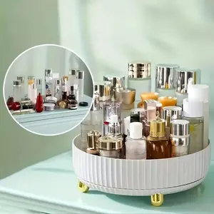 360-Degree Rotating Cosmetic Organizer, Large Capacity Vanity Tray, Multifunctional Makeup Storage Round Stand, Perfume Holder, Racks, Cosmetic Storage Box, Cosmetics Organizer Storage