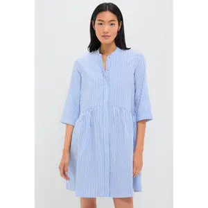 Blue Stripe Royal Shirt Dress
