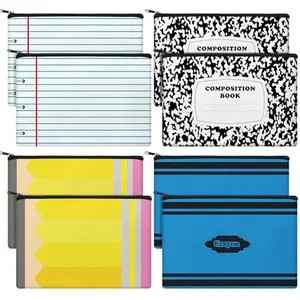 8/30 Pcs Teacher Canvas Makeup Bags Pencil Pouches Multi-Functional Zipper Cosmetic Bags Composition Book Shape Thank You Teacher Gifts for Women & Girls for Student Teachers Back to School Bookish Gifts Travel Toiletry Canvas Pouches