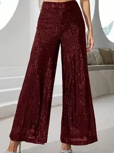 A women's wide-leg version is loose and elegant and inclusive with a good waist elastic design sequin wide-leg trousers, suitable for autumn and winter, suitable for dinner party style, fashionable red carpet style and other styles.