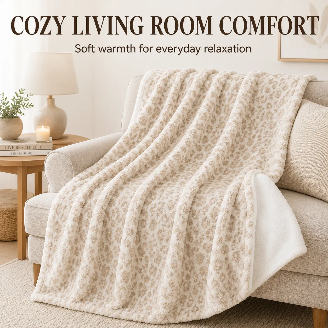 Cozy Beige Leopard Print Fleece Flannel Throw Blanket, Super Soft Lightweight Neutral Animal Pattern Blanket for Adults & Kids, Warm All Season Cover for Bed Couch Chair Home Decor Gift