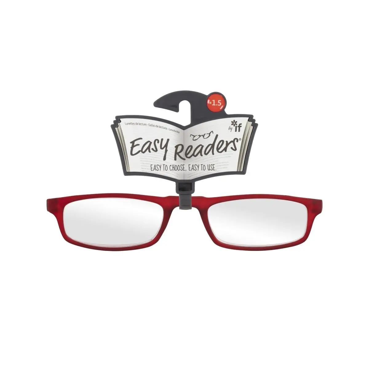 212 MAIN Quality Full-Rim Over-The-Top Easy Readers Eyeglasses Frame - Red, Popular Design, +1.5 Power Lens, Single Retail Item for USA DIY Specialty Supplies Market, Quality Eyeglasses