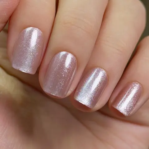 Nude-Pink Crystal Glitter Press-On Nails | CurvLife Nail | 24pcs Short Oval Fake Nails | Glossy Nude-Pink with Sparkles | Easy Apply, Comfortable & Long-Lasting | Perfect for Daily Errands, Office Receptions, Bridal Showers & Elegant Events