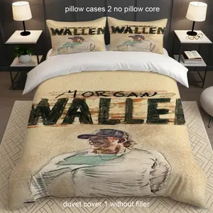 Wallen Printed Bedding Set, Breathable Comfort, All-Season Use, 100% Polyester Fabric, Includes 1 Fitted Sheet & 2 Pillowcases, Breathable Duvet Set