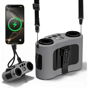 Portable  Fan, Dual-Sided Clip  Belt  Fan, 5 Speeds 16000RPM, MAX 40H Work Time, 20000mAh Rechargeable Wearable Personal Hands-Free  Fan for Outdoor, Hiking, Jobsite, Fishing, Gray