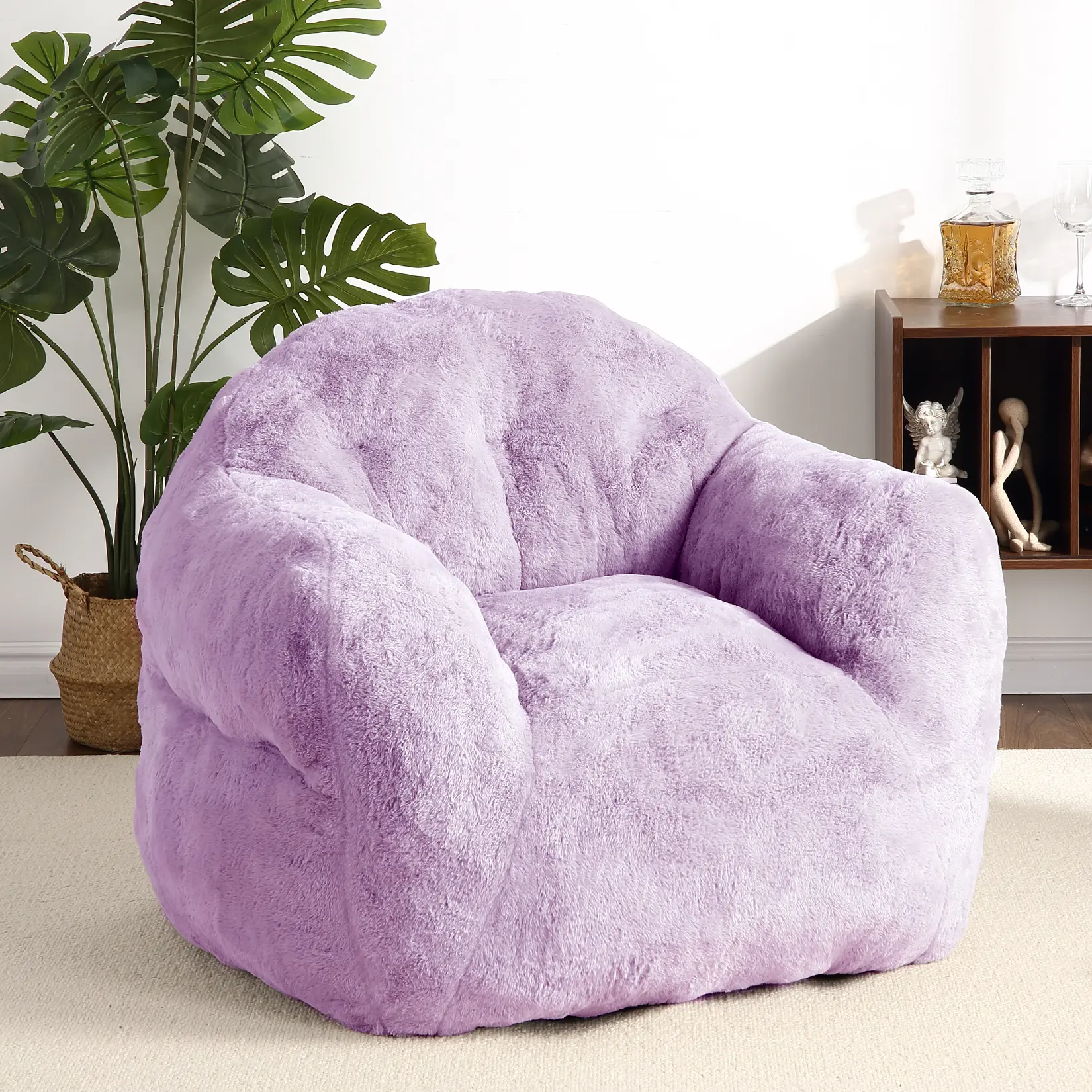 39-Inch Purple Beanbag Lazy Sofa, Indoor Plush Bean Bag with Included Comfort Filler, Armrest Design, All-Ages Leisure Seating for Living Room, Christmas Gift