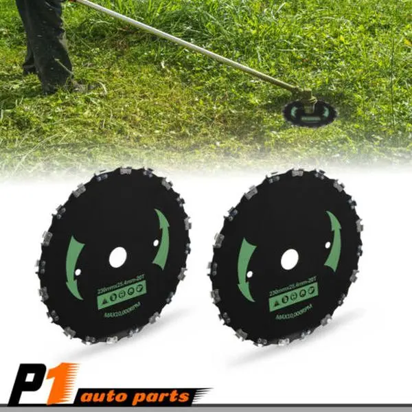 2pcs 9-in Chainsaw Brush Blades, 20-Tooth Cutting Cutter Trimmer Heads, Metal Grass Trimmer Accessories for Straight Shaft Weed Mower Tool Kit, Two Blades Garden