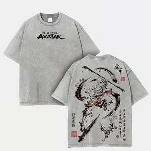 Aang Shirt Avatar the Last Airbender Shirt Animated Shirt Vintage T-Shirt Menswear Top Underwear Tshirt The Last Air Nomad The Avatar Anime Double Printed Washed Tee Unisex Oversize Anime Manga