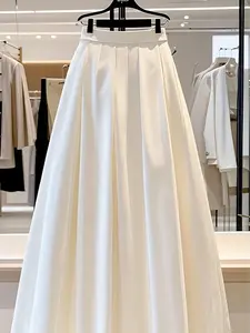 Women's Solid Color Skirt, Pleated Design, Elegant, Minimalist Versatile, Perfect for Any Occasion, Stylish and Comfortable, Ideal for Daily Wear