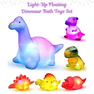 6 Pack LED Dinosaur Bath Toys – Floating Light-Up Baby Bath Toys for Toddlers, Bathtub & Pool Fun Toys, Kids Gift for Birthday & Holidays