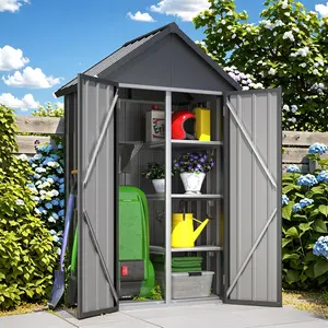 YODOLLA Outdoor Storage Cabinet with Shelves, Tall Vertical Storage Shed with Double Door & Slope Roof, Garden Tool Sheds & Outdoor Storage Weatherproof for Backyard