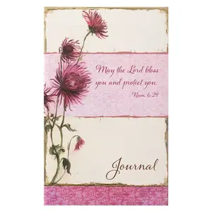 Christian Art Gifts Scripture Journal May the Lord Bless You Numbers 6:24 Bible Verse Pink Floral Inspirational Notebook,128 Ruled Pages Flexcover 5.5” X 8.5” Christian Art Gifts
