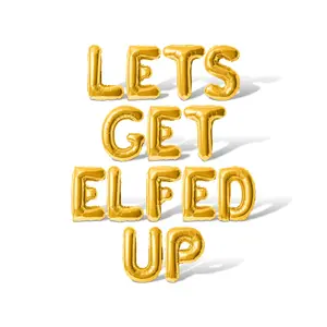 Letter Balloons - LETS GET ELFED UP 16" Inch Alphabet Letters Foil Mylar Balloon Christmas Party Banner