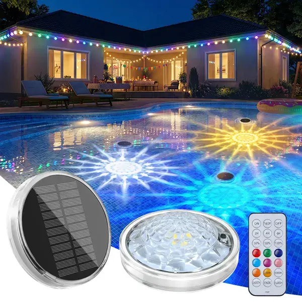 Solar Floating Pool Lights,RGB Color Changing Pond Lamp with Remote Control, Water Float Lamp, Spa Lamp, Fountain Lamp,Pool Fountain Lights,LED Night Auto on Day Auto Charge Off,IP67 Waterproof for Above-Ground Pools,Pool Parties,Inground Pools & Hot Tubs
