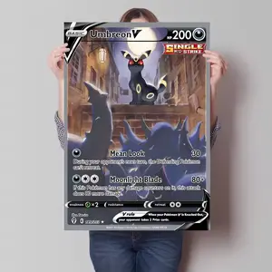 Umbreon V Cartoon  Poster ,Pokemon Umbreon V  Poster Anime Canvas Sticky Wall Art Printing Waterproof Home Living Bed Room Bar Aesthetic Decor