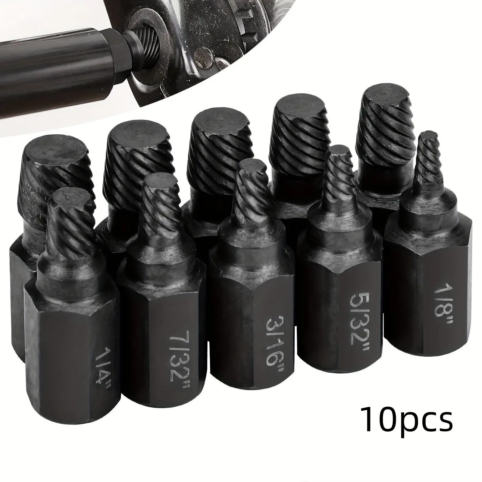 Screw Extractor Kit, 10pcs Alloy Steel Damaged Screw Remover Set, Easy Removal of Broken Bolts and Hexagon Screws, Mechanical Hardware