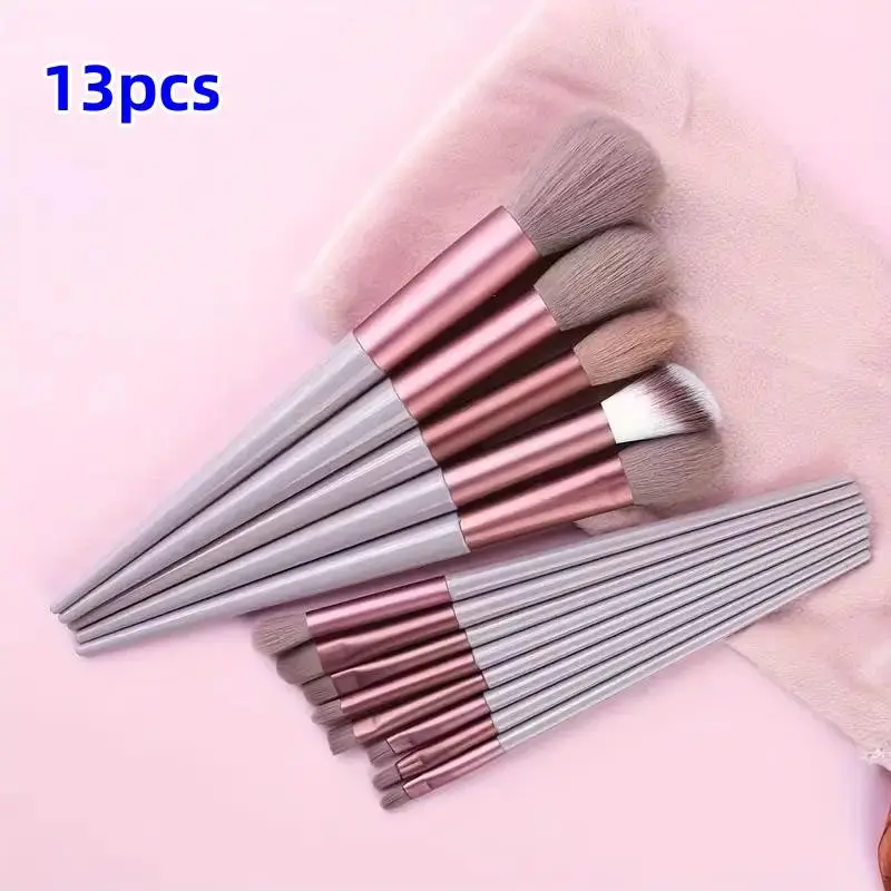 Professional Makeup Brush Set 13pcs, Soft Polyester Bristles, Hypoallergenic Nylon, Suitable for All Skin Types, Perfect Gift Choice, Cosmetic Brush Set