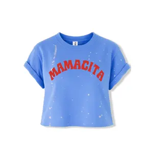 CROPPED MAMACITA BLEACHED OUT GRAPHIC TEE