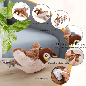 Electric Bird Cat Toy with Realistic Sounds, Moving Tail & Lifelike Feathers. Stimulates Hunting Instinct, Keeps Pets Active, Relieves Boredom. Interactive Fun Toy for Indoor Cats & Kittens, Safe & Durable Pet Entertainment.