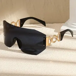 Y2K Luxury Classic Gradient Lens Oversized 1 Rimless Rectangular Fashion Glasses - Composite Frame, Ideal for Travel & Fashion Accessory cozyvibes