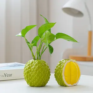 Cute Ceramic Custard Apple Planter Pot, 3D Fruit Shaped Succulent Planter, Aesthetic Cute Room Decor, Unique Small Plant Pot for Indoor Plants, Boho Desk Decor, Plant Lover Gift, Cute Home Decor for Office Bedroom